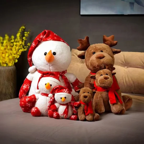 Regalo promozionale Orso di Babbo Natale, pupazzo di neve di Natale, giocattoli di peluche con renna, giocattoli di peluche di Natale